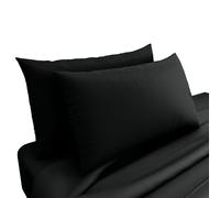 HOME ACE Black Poly Cotton Pillowcases Housewife Pillowcases 2 Pack Black, Envelope Closure Plain 100% Poly Cotton Pillow Cases 50 x 75CM
