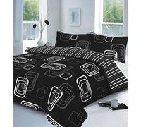 HOME ACE Blake Black Printed Double Duvet Cover Set - Easy Care Poly Cotton Double Bed Quilt Cover Bedding Set - 200CM x 200CM with 2 Pillowcases 50CM x 75CM