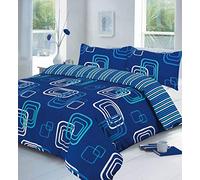 HOME ACE Blake Blue Printed King Duvet Cover Set - Easy Care Poly Cotton King Size Quilt Cover Bedding Set - 230CM x 220CM with 2 Pillowcases 50CM x 75CM