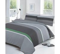 HOME ACE Carter Grey Printed Double Duvet Cover Set - Easy Care Poly Cotton Double Bed Quilt Cover Bedding Set - 200CM x 200CM with 2 Pillowcases 50CM x 75CM