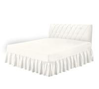 HOME ACE Cream Easy Care Valance Sheet Super King Size Fitted Valance Sheets, Super Soft Cotton Valance Sheets Super King Size, Poly Cotton Super Kingsize Bed Valance Sheet