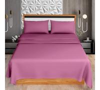 HOME ACE Fuchsia King Size Sheet Set (Fitted Sheet + Flat Sheet + Pillow Case) - Easy Iron Polycotton Kingsize Bed Sheet Set - 100% Poly Cotton Sheets Set King Size Bed