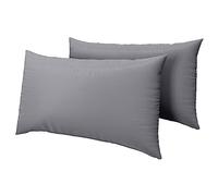 HOME ACE Grey Easy Iron Percale Standard Pillowcases 2 Pack, 100% Poly Cotton Housewife Pillow Cases 50 x 75CM Pack of 2