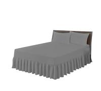 HOME ACE Grey Easy Iron Single Valance Sheet - Polycotton Fitted Valance for Single Bed