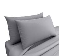 HOME ACE Grey Poly Cotton Pillowcases Housewife Pillowcases 2 Pack Black, Envelope Closure Plain 100% Poly Cotton Pillow Cases 50 x 75CM