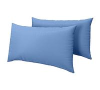 HOME ACE Mid Blue Easy Iron Percale Standard Pillowcases 2 Pack, 100% Poly Cotton Housewife Pillow Cases 50 x 75CM Pack of 2