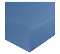 HOME ACE Mid Blue King Size Fitted Sheets, 152CM x 198CM, 10"/25CM Deep, Poly Cotton King Size Fitted Sheet