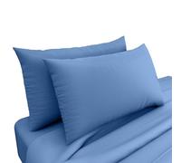 HOME ACE Mid Blue Poly Cotton Pillowcases Housewife Pillowcases 2 Pack Black, Envelope Closure Plain 100% Poly Cotton Pillow Cases 50 x 75CM