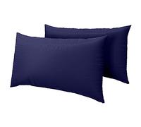 HOME ACE Navy Easy Iron Percale Standard Pillowcases 2 Pack, 100% Poly Cotton Housewife Pillow Cases 50 x 75CM Pack of 2