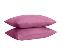 HOME ACE Non Iron Percale Standard Pillowcases 2 Pack Fuchsia, 180 Thread Count 100% Poly Cotton Housewife Pillow Cases 50 x 75CM