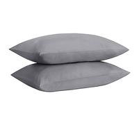 HOME ACE Non Iron Percale Standard Pillowcases 2 Pack Grey, 180 Thread Count 100% Poly Cotton Housewife Pillow Cases 50 x 75CM