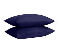 HOME ACE Non Iron Percale Standard Pillowcases 2 Pack Navy, 180 Thread Count 100% Poly Cotton Housewife Pillow Cases 50 x 75CM