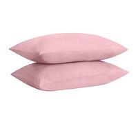 HOME ACE Non Iron Percale Standard Pillowcases 2 Pack Pink, 180 Thread Count 100% Poly Cotton Housewife Pillow Cases 50 x 75CM