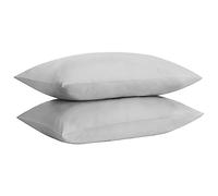 HOME ACE Non Iron Percale Standard Pillowcases 2 Pack Silver, 180 Thread Count 100% Poly Cotton Housewife Pillow Cases 50 x 75CM