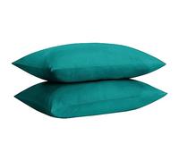 HOME ACE Non Iron Percale Standard Pillowcases 2 Pack Teal, 180 Thread Count 100% Poly Cotton Housewife Pillow Cases 50 x 75CM