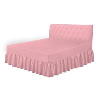 HOME ACE Pink Easy Care Valance Sheet Small Double Fitted Valance Sheets, Super Soft Cotton Valance Sheets Small Double, Poly Cotton 4FT Bed Valance Sheet