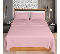 HOME ACE Pink King Size Sheet Set (Fitted Sheet + Flat Sheet + Pillow Case) - Easy Iron Polycotton Kingsize Bed Sheet Set - 100% Poly Cotton Sheets Set King Size Bed