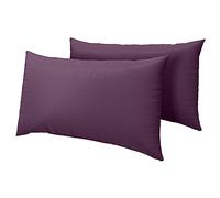 HOME ACE Plum Easy Iron Percale Standard Pillowcases 2 Pack, 100% Poly Cotton Housewife Pillow Cases 50 x 75CM Pack of 2