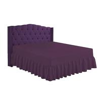 HOME ACE Plum Non-Iron Percale Fitted Valance Sheet - Polycotton Small Double (4FT) Bed