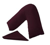 HOME ACE® Plum Non Iron Percale Poly Cotton V Shaped Pillowcase, Back Support Orthopaedic Nursing V Pillowcases Covers Only, Triangle Pillow Case Pregnancy, Maternity Neck Support V Pillow Cover