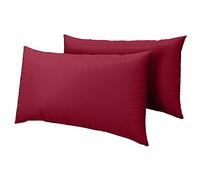 HOME ACE Red Easy Iron Percale Standard Pillowcases 2 Pack, 100% Poly Cotton Housewife Pillow Cases 50 x 75CM Pack of 2