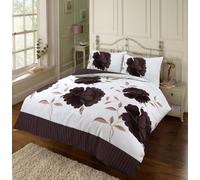 HOME ACE Rosaleen Chocolate Printed Double Duvet Cover Set - Easy Care Poly Cotton Double Bed Quilt Cover Bedding Set - 200CM x 200CM with 2 Pillowcases 50CM x 75CM