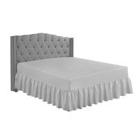 HOME ACE Silver Non-Iron Percale Fitted Valance Sheet, Polycotton Single Bed, Poly Cotton Valance Sheets