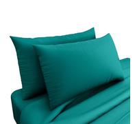 HOME ACE Teal Poly Cotton Pillowcases Housewife Pillowcases 2 Pack Black, Envelope Closure Plain 100% Poly Cotton Pillow Cases 50 x 75CM