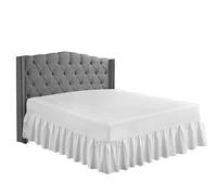 HOME ACE White Non Iron Percale Single Valance Sheet Polycotton Fitted Valance Sheets, Fitted Valance Sheet Single Bed, Poly Cotton Single Bed Valance Sheet
