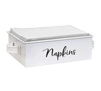 Home Acres Farmhouse Napkin Holders for Tables & Kitchen - Rustic Country Style Dispenser for Dinner Napkins - White