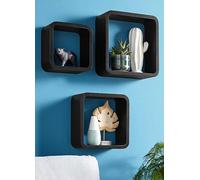 Home Affaire Set of 3 Decorative Wall Shelves Black
