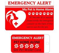 Home Alone Alert Dog & Cat Emergency Contact Key Tag & Wallet Card 2 Pcs