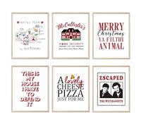 Home Alone Christmas Decorations, Funny Home Alone Posters for Holiday Decor, Set of 6 Home Alone Wall Art Prints for Bathroom Bedroom Decor, Xmas Home Alone Bathroom Party Decor Supplies, 8x10 inch,