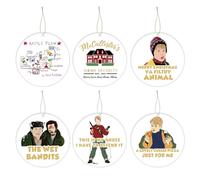Home Alone Christmas Ornaments, 6 Pcs Ceramic Christmas Tree Hanging Ornaments, Home Alone Merchandise Gift, Funny Holiday Wall Mantel Decorations, Novelty Xmas White Elephant Gifts for Women Men