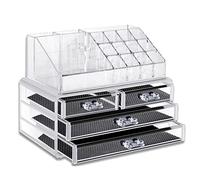 Cosmetic Organiser Drawers Case Acrylic Clear Makeup Box Acrylic Organiser Display Box Acrylic Makeup Storage Bedroom Bathroom 4 Drawers Lipstick Makeup Brush Section Jewellery Display Box Case