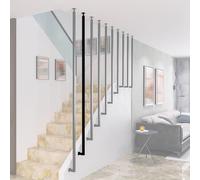 Home and Kitchen,Metal stair railing posts with screw set, modern stair railing posts made to measure, stair railing columns, iron railing (Black, 82in/208.3cm)