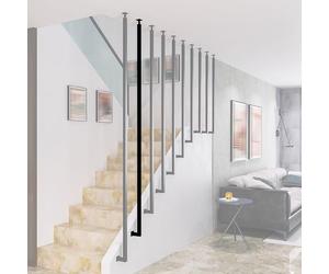 Home and Kitchen, Metal stair railing posts with screw set, modern stair railing posts made to measure, stair railing columns, iron railing (Black, 32in/81.3cm)