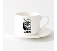 Home and Office Mugs Viking Ship King Sailors Sea Waves （6oz/175ml） for Coffee, Soup, Tea, Milk, Latte, hot Cocoa, Ladies, Men，Sets Tea Cup with Saucers (White)