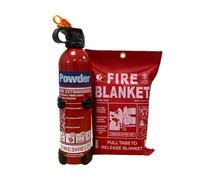 Home and Vehicle Fire Safety Pack | Small Aerosol 600g & 850g ABC Powder Fire Extinguisher with Fire Blanket - Multi Purpose Fire Extinguisher and Fire Blanket (850g)