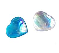 Home Angel Rainbow Aura Clear Quartz Crystal Heart Shaped Gemstone Stones for Gift (Color : As Picture, Size : 3 pcs)