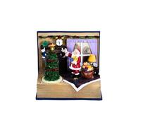 HOME ARCHIVE Santa Claus Christmas Tree Teddy and Gifts Scene Figurine LED Light/Battery Operated Musical Tabletop Village Ornamnet for Home Decore (Christmas Story Unfolds)
