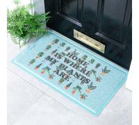 Artsy Doormats Blue Home Are Where The Plants Are Doormat (70 X 40Cm), Blue