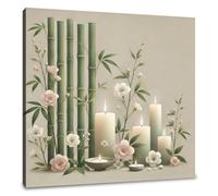 Home Art Haven Tranquil Bamboo Serenity Canvas Wall Art for Bathroom, Print Picture Painting for Home Office Wall Artwork Decor Ready to Hang 40 x 40 cm
