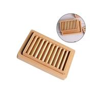 Home Bamboo Wood Soap Box Holder, Double Layer Draining Soap Box Hand Craft Bathtub Shower Dish Accessories Keeps Soap Dry