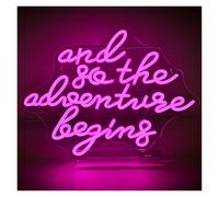 Home Bar Decor and So The Adventure Begins Neon Sign Wall Decor Letter Light Dimmable for Home Bar Party Room Birthday USB Lamp 42cm×32cm