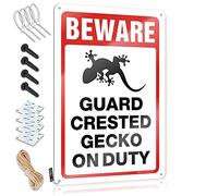 Home Bar Decor Beware! Guard Crested Gecko On Duty Tin Sign Personalized Metal Signs For Outdoors Mancave Acce(20X30CM)