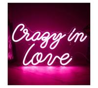 Home Bar Decor Crazy in Love Neon Sign Pink for Wall Decor Light USB Powered for Home Bedroom Wedding Letter Sign Illuminated 42cm×24cm