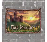 Home Bar Decor Fort Marion: A Medieval Castle at Sunset Tapestry Beer Decor Decor for Man Cave(100X150CM)