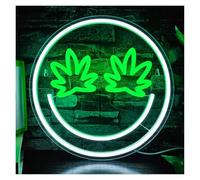 Home Bar Decor Green Leaf Eyes LED Neon Sign USB Powered Dimmable Light For Bar Club Bedroom Hotel Man Cave Decor 30x30cm