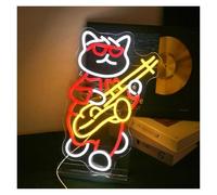 Home Bar Decor Guitar Dachshund Neon Led Sign Playing Guitar Dog Signs Room Decoration For Party Bar Music Club Bedroom(B)